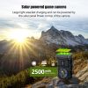 Solar Powered; Built-in 2500mAh Battery 24MP 1080P Game Safari Camera with Night Vision Waterproof 0.1s Motion Activated 2.0" LCD Trail Cam for Wildli