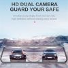 4K + 1080P Dual 10" Dash Cam Mirror GPS WiFi Voice Control Car Rear View Backup