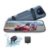 4K + 1080P Dual 10" Dash Cam Mirror GPS WiFi Voice Control Car Rear View Backup