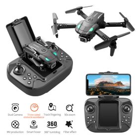 Mini Quadcopter Professional RC Drone HD Camera Three-sided Obstacle Avoidance Air Pressure Fixed Height Foldable Toys (Items: Two Camera-2 Battery)