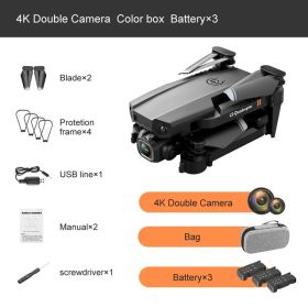 New Drone 4k Double Camera HD XT6 WIFI FPV Drone Air Pressure Fixed Height four-axis Aircraft RC Helicopter With Camera (Color: Dual 4K 3B Bag)