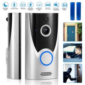 WiFi Video Doorbell Wireless Door Bell 720P HD WiFi Security Camera with Two-way Talk PIR Motion (Color: White)